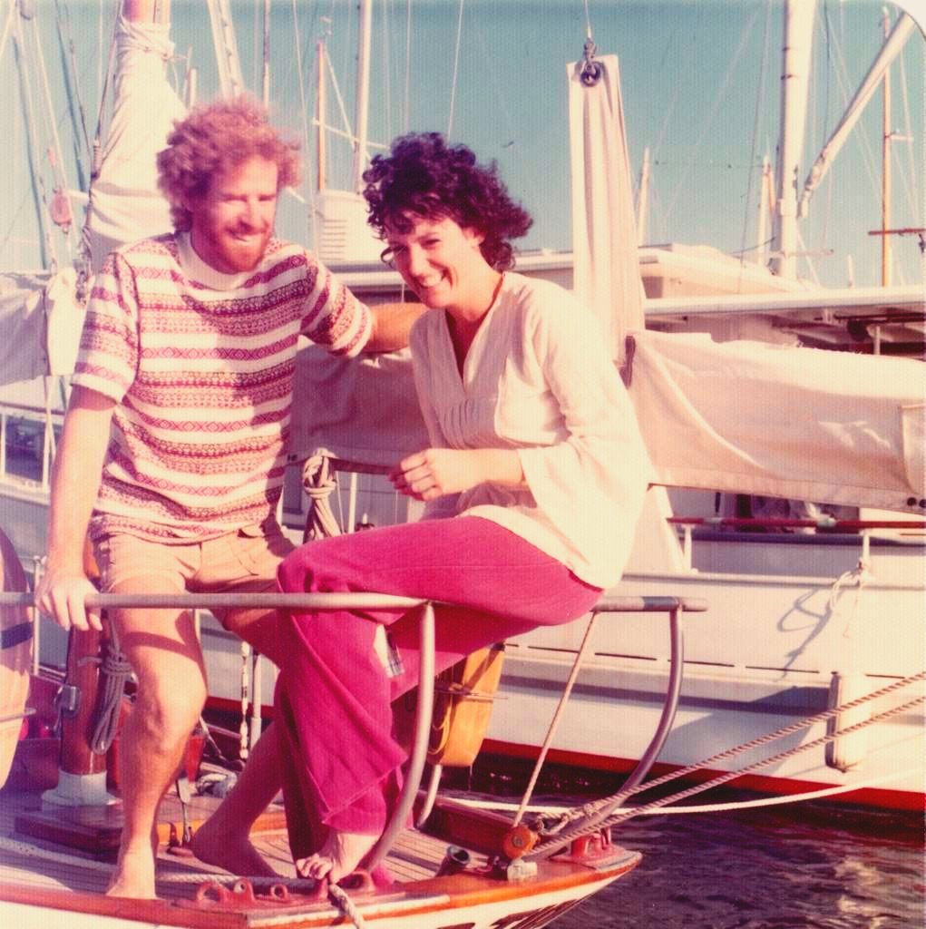 Lee on a sailboat, 1970s